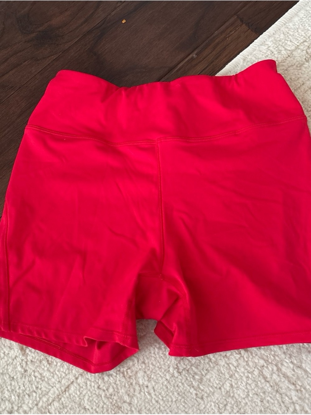 High-Waist Active Bike Shorts in Bright Red